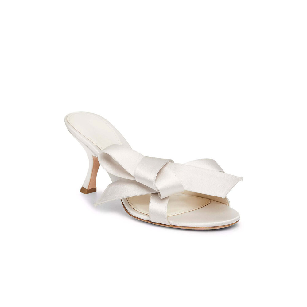 Giambattista Valli - Bow-Detailed Satin Pump in Ivory, 75mm