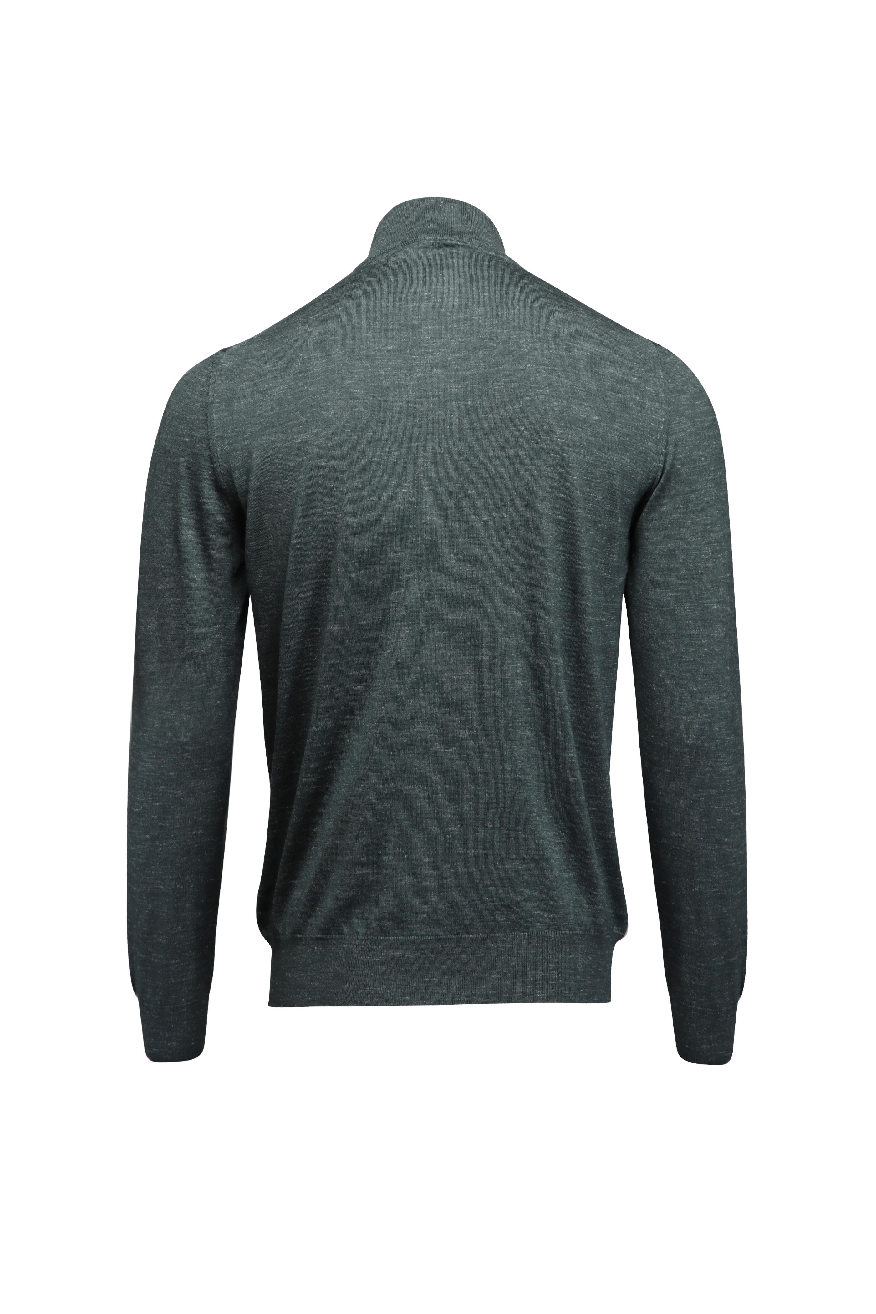 Kiton - Dark Emerald Silk & Cashmere Quarter Zip Pullover