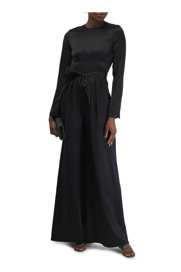 Adam Lippes - Ophelia Black Silk Charmeuse Jumpsuit