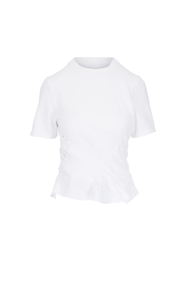 soduk like a curtain t-shirt ホワイト KZ_K Studio - Gifu White Button Back T-Shirt | Mitchell Stores