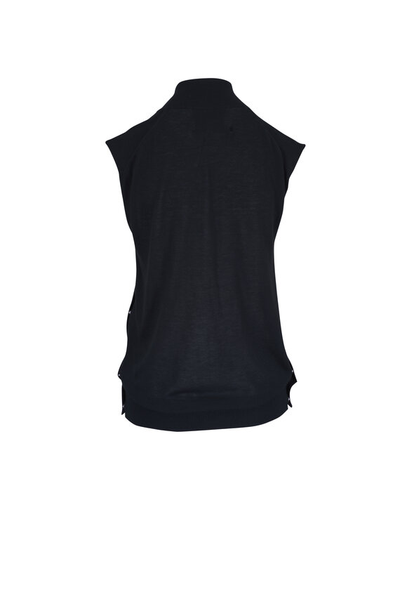 3.1 Phillip Lim - Black Mockneck Shell & Chiffon Godets Top