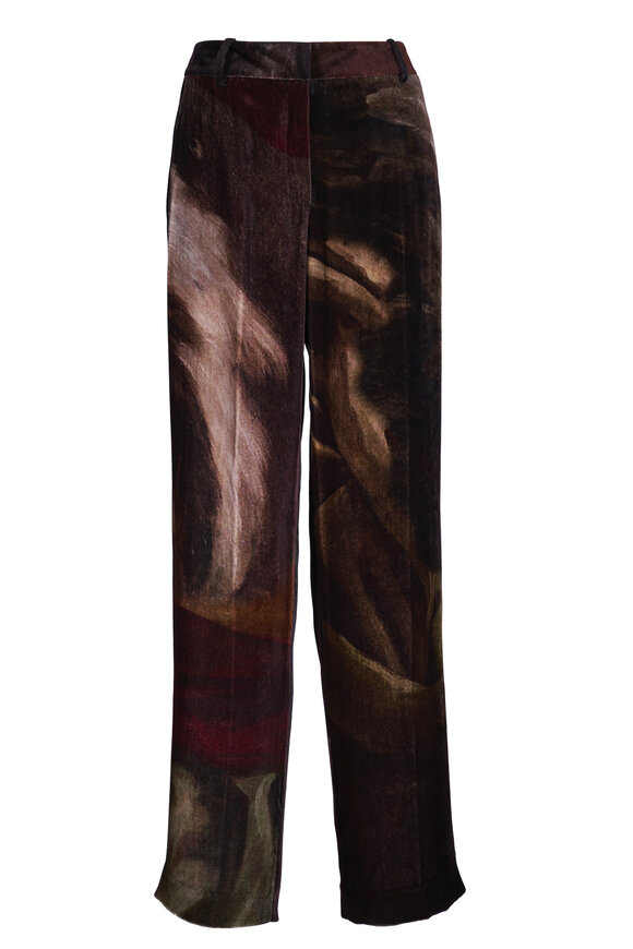 Lafayette 148 New York Gates Sienna Print Velvet Full Leg Pant