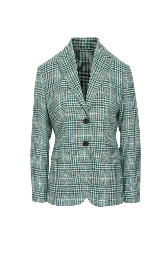 Kiton Green Plaid Single Breasted Jacket