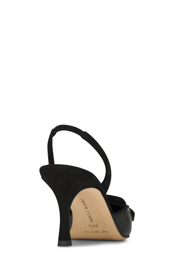 Manolo Blahnik - Maysli Black Leather Slingback Pump, 70mm