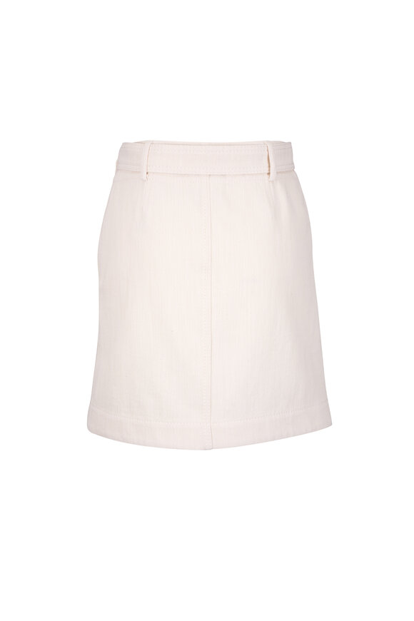 Akris Punto - Cream Belted Denim Mini Skirt