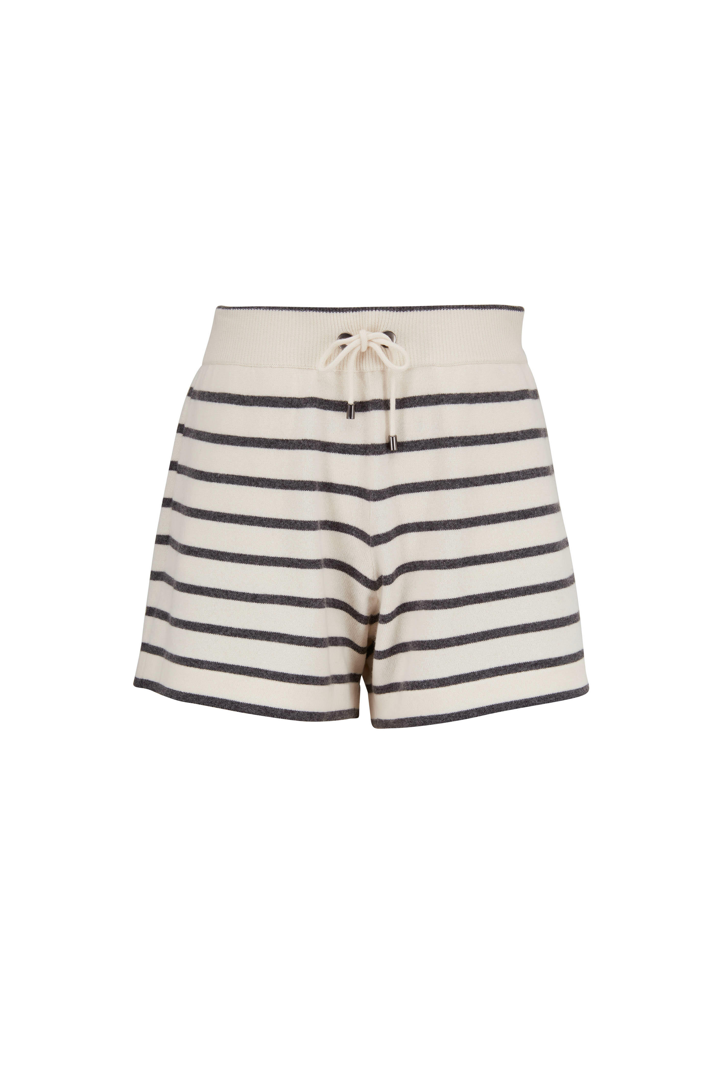Brunello Cucinelli - Ecru Cashmere & Wool Stripe Spa Shorts