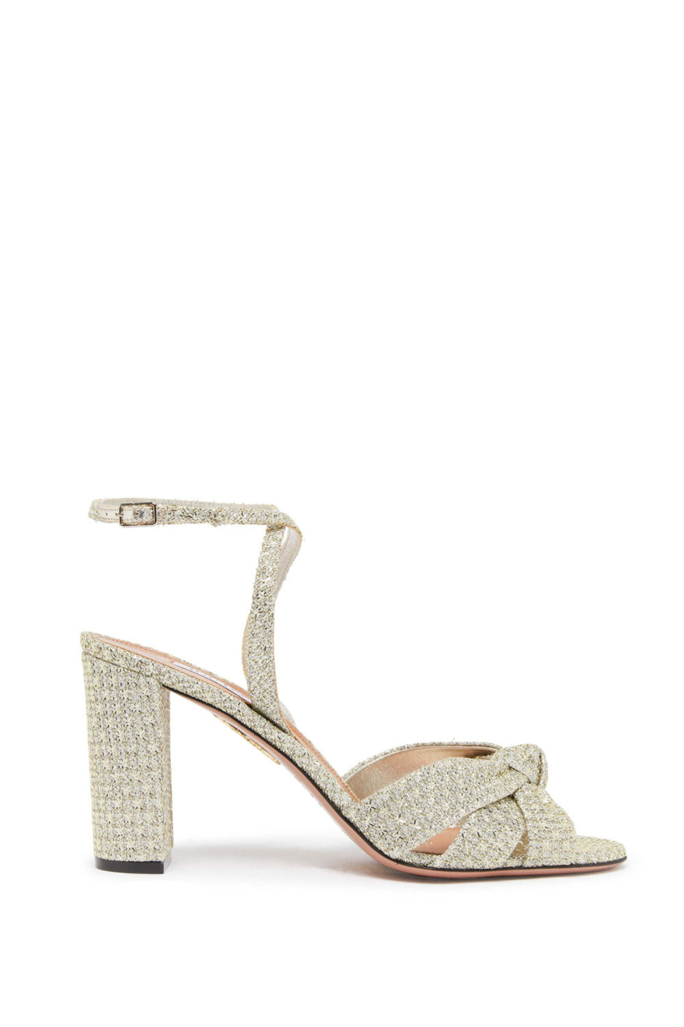 Aquazzura - Nina 85 Sandal in Silver | Mitchell Stores