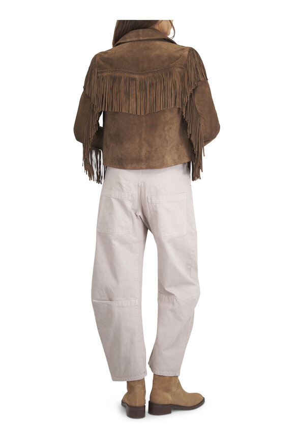 Nili Lotan Eloi Hazelnut Suede Fringe Jacket - view 3