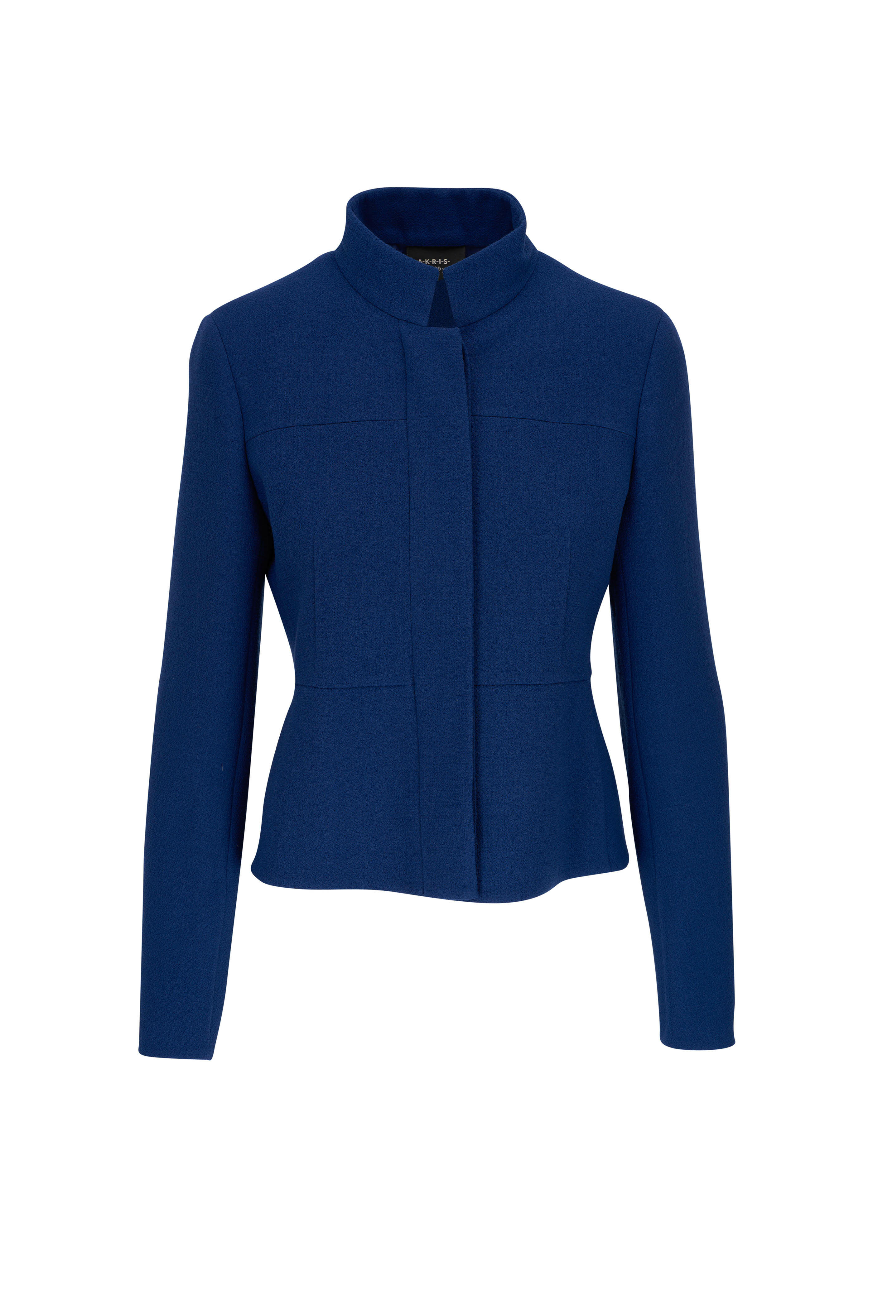 Akris - Tino Ink Blue Wool Crepe Short Jacket | Mitchell Stores