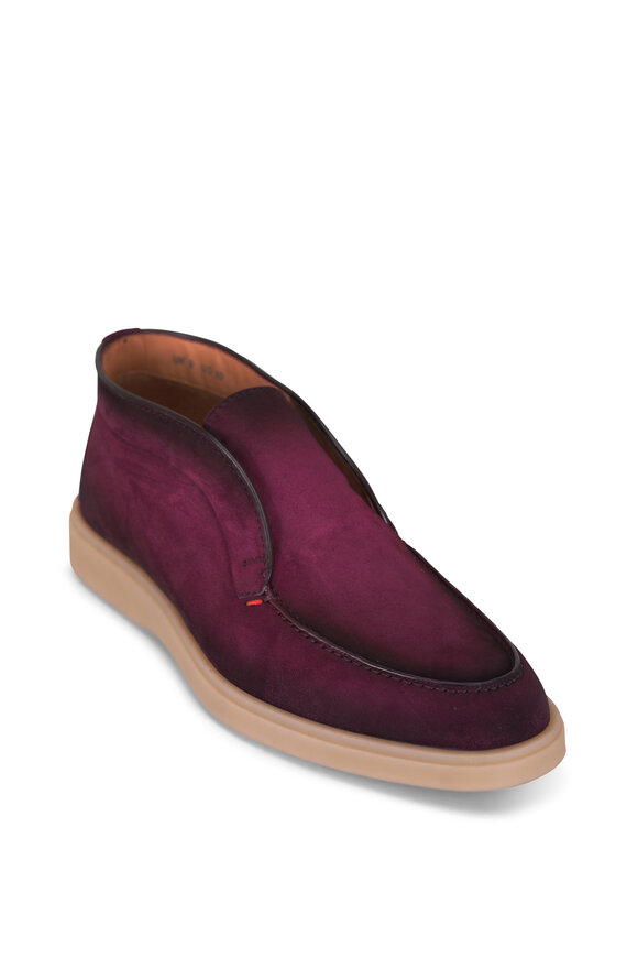 Santoni Digits Burgundy Suede Mid Top Boot - view 1