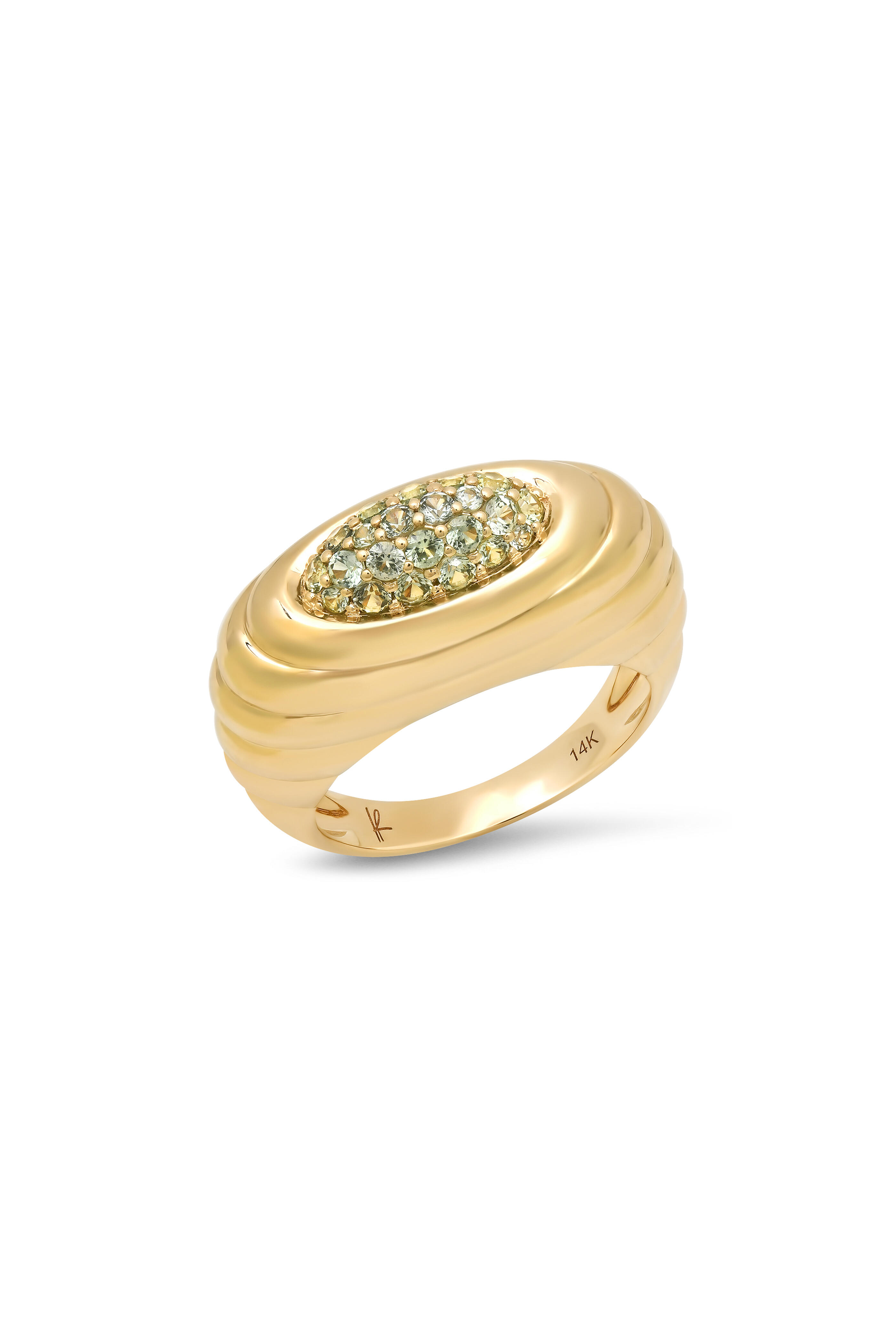 Helena Rose - 14k Yellow Gold Green Sapphire Pavé Current Ring