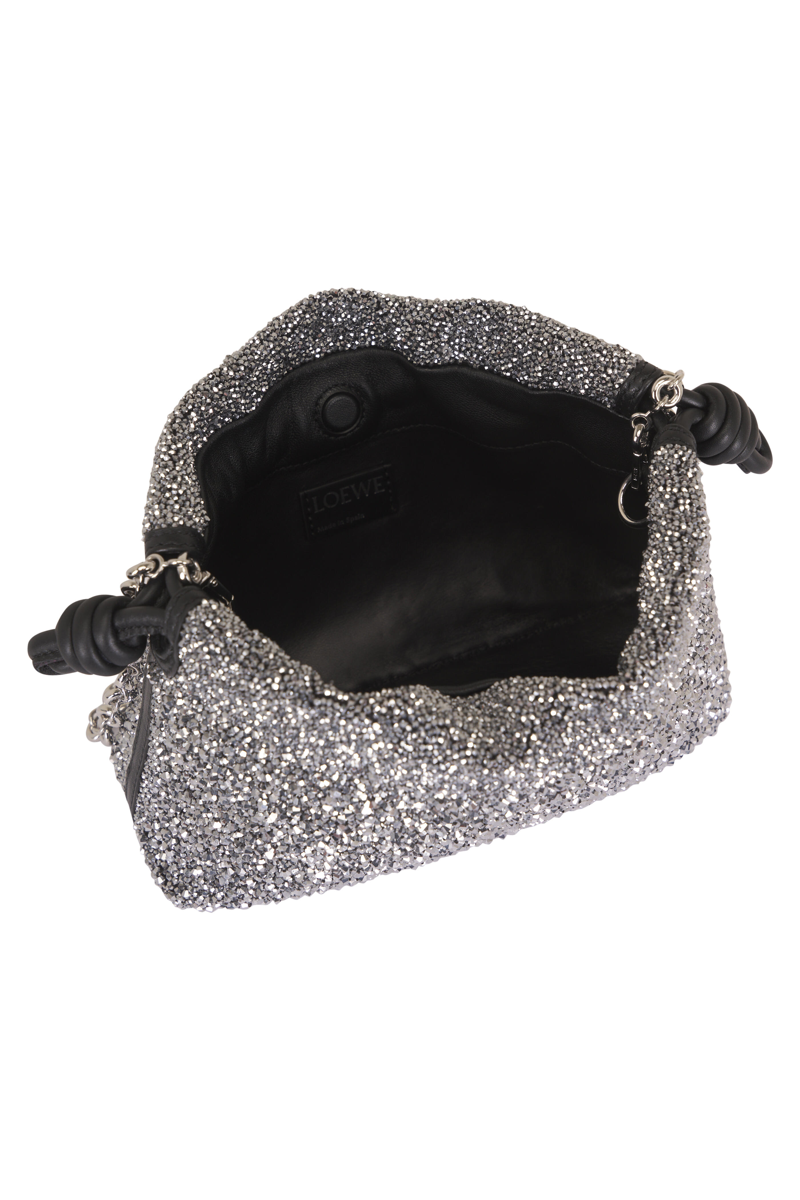 Loewe - Mini Flamenco Black & Silver Beaded Leather Purse - view 6