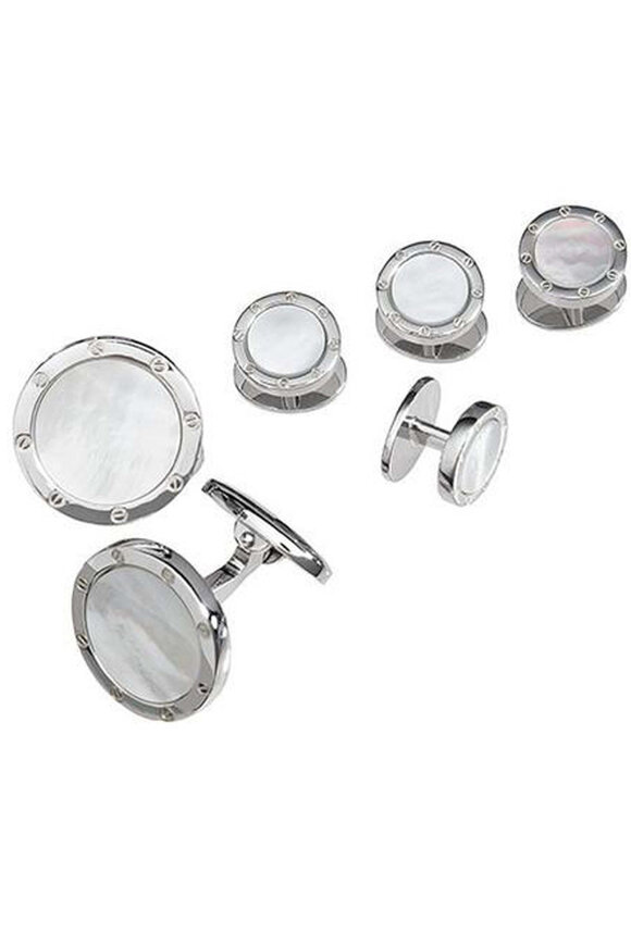 Jan Leslie Mother of Pearl Rivet-Detail Formal Stud Set - view 1
