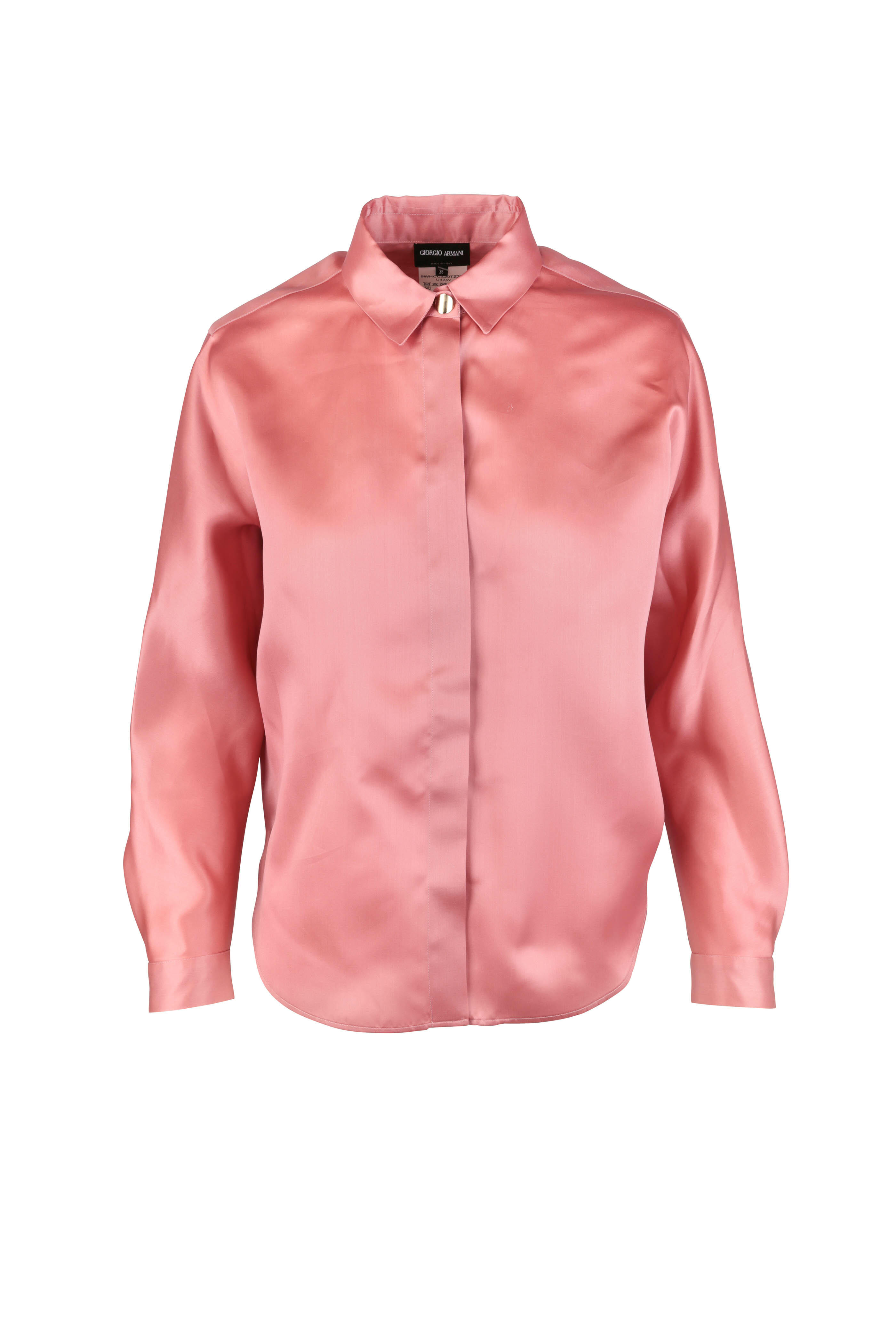Giorgio Armani - Antique Rose Silk Concealed Placket Blouse