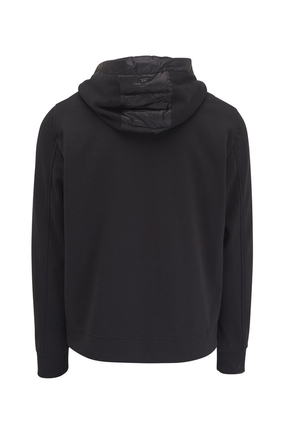 Herno - Black Zip Up Quilted Down Hoodie 