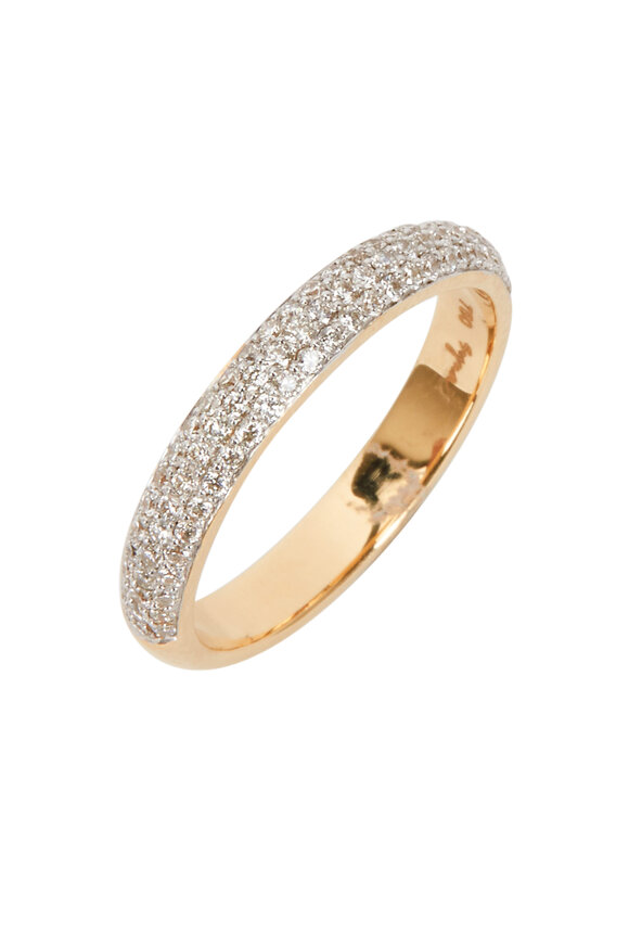 Syna - Yellow Gold White Diamond Stack Band