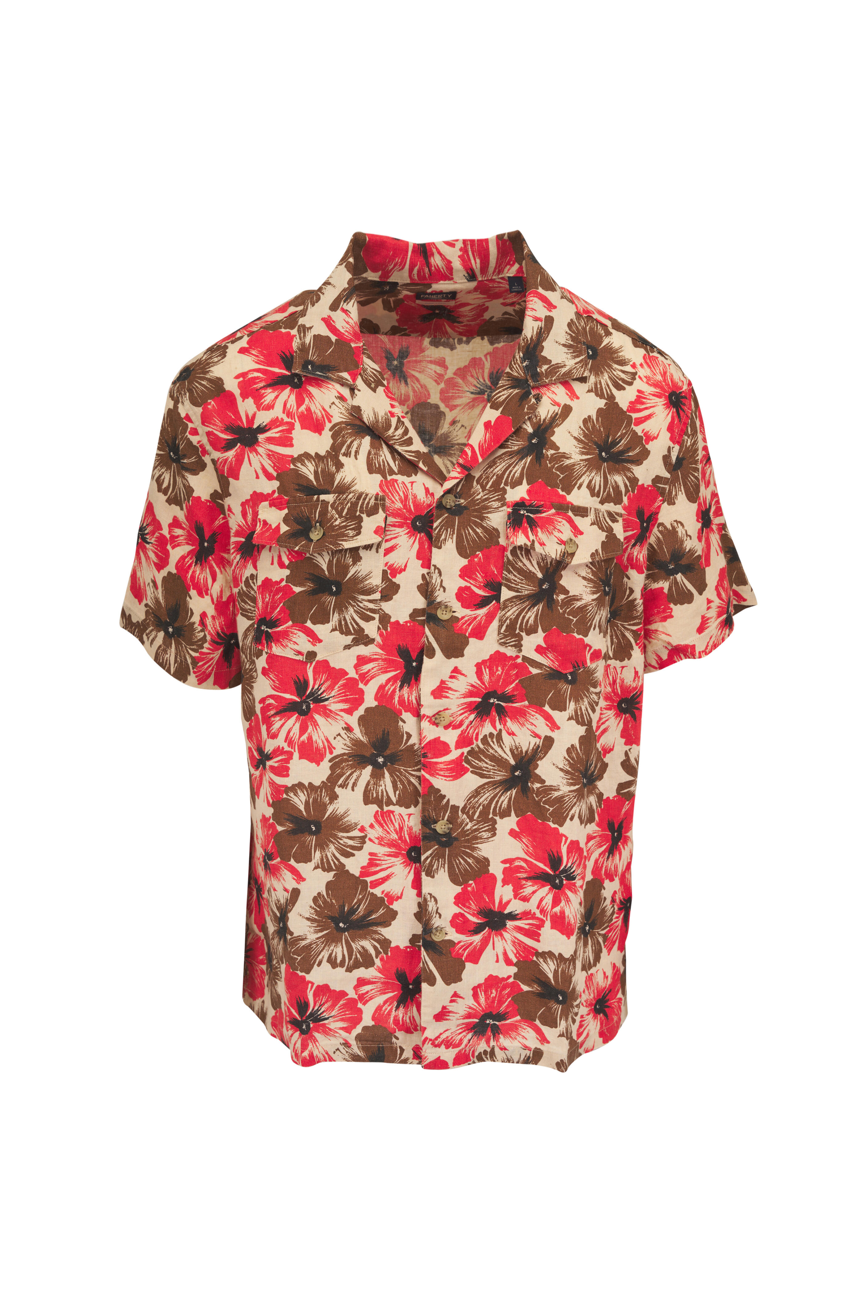 Faherty Brand - Linen Floral Print Short Sleeve Shirt - view 1