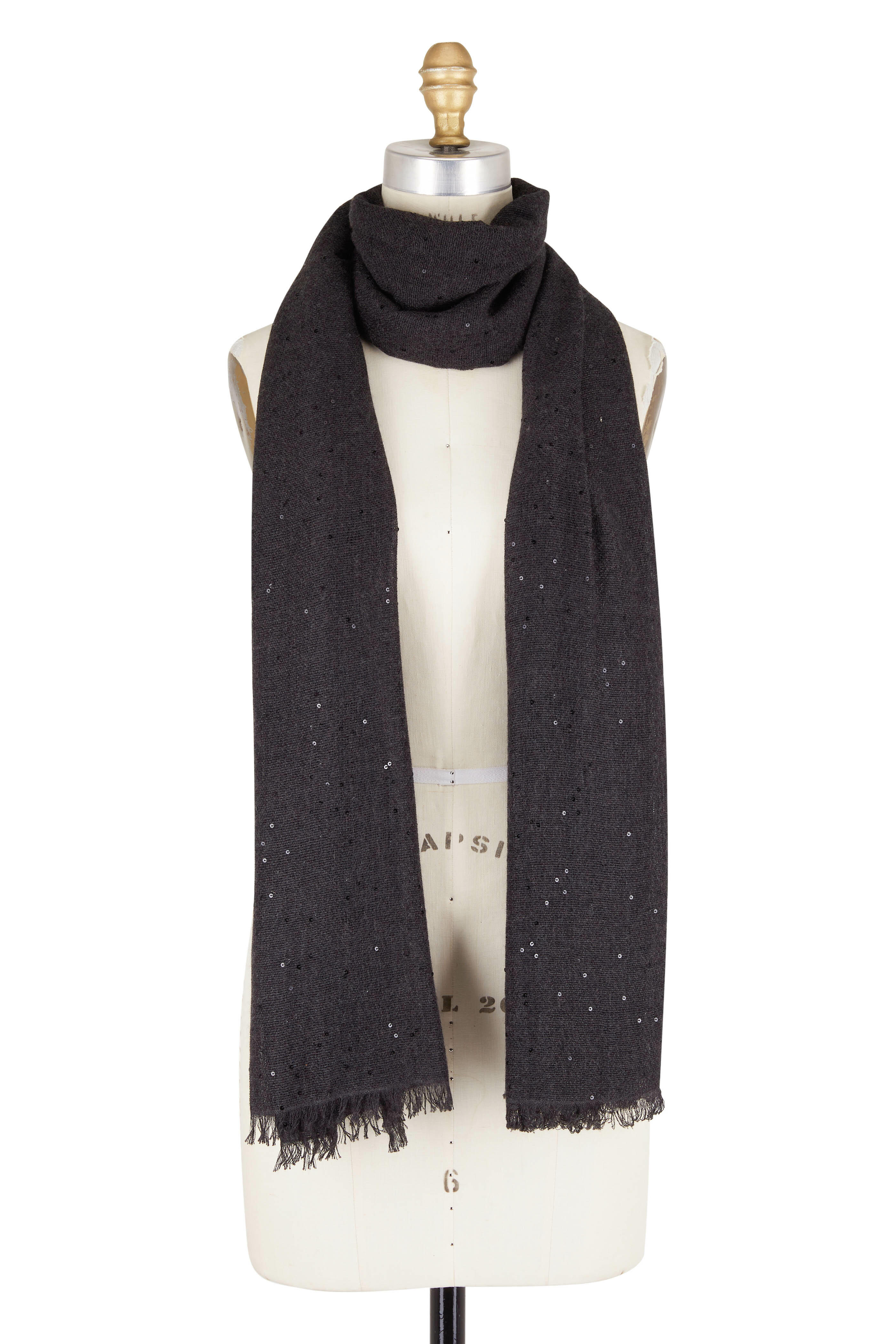 Brunello Cucinelli - Onyx Cashmere & Silk Paillette Scarf