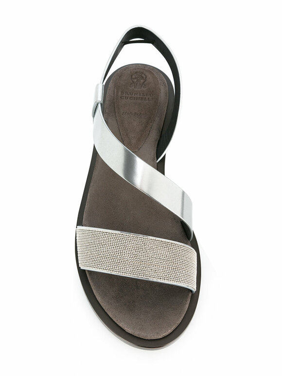 Brunello Cucinelli - Silver Leather Monili Band Sandal