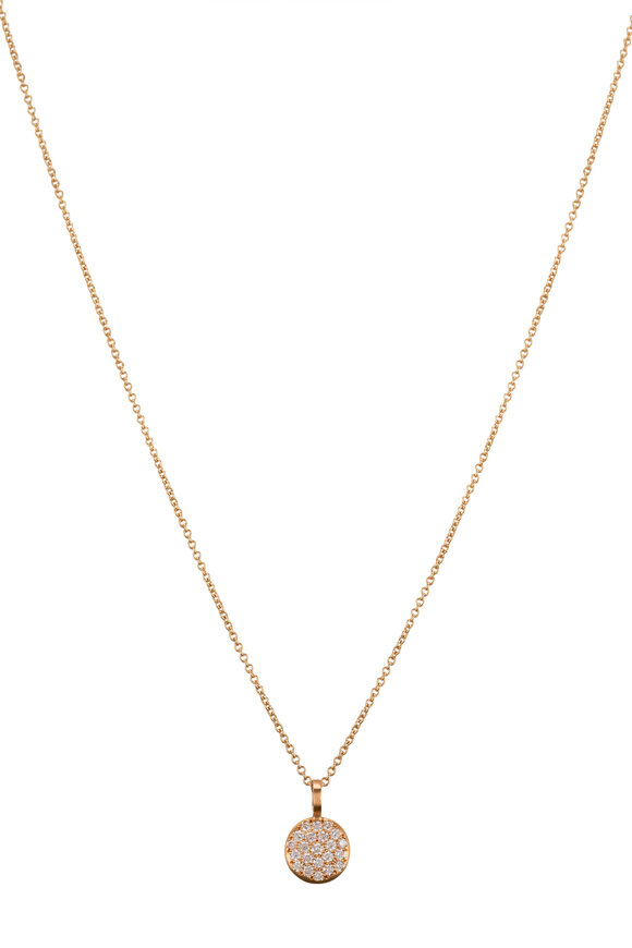 Caroline Ellen Classic Diamond Lentil Pendant Necklace