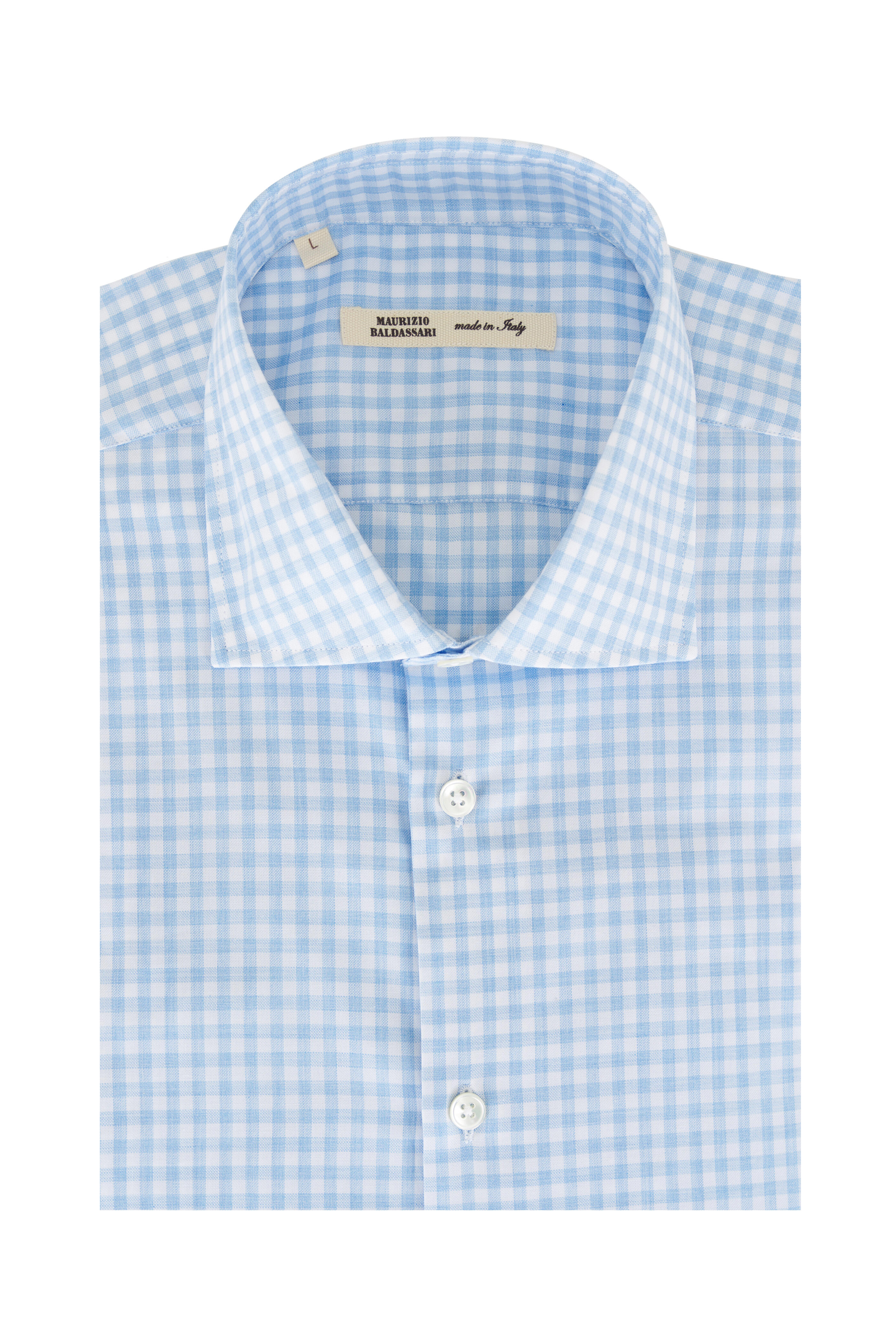 Maurizio Baldassari - Blue & White Gingham Cotton Sport Shirt