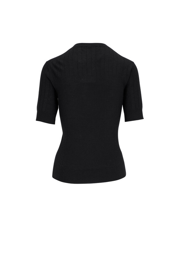 Lisa Yang - Ava Black Ribbed Cashmere Top 