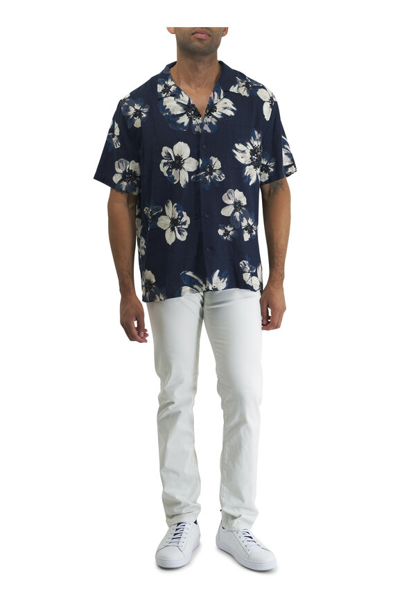 Vince - Blossoms Coastal Blue Floral Print Button Down