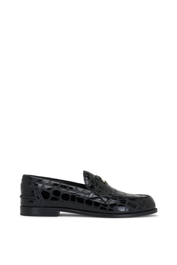 Christian Louboutin - Donna Embossed Croc Black Penny Loafer 