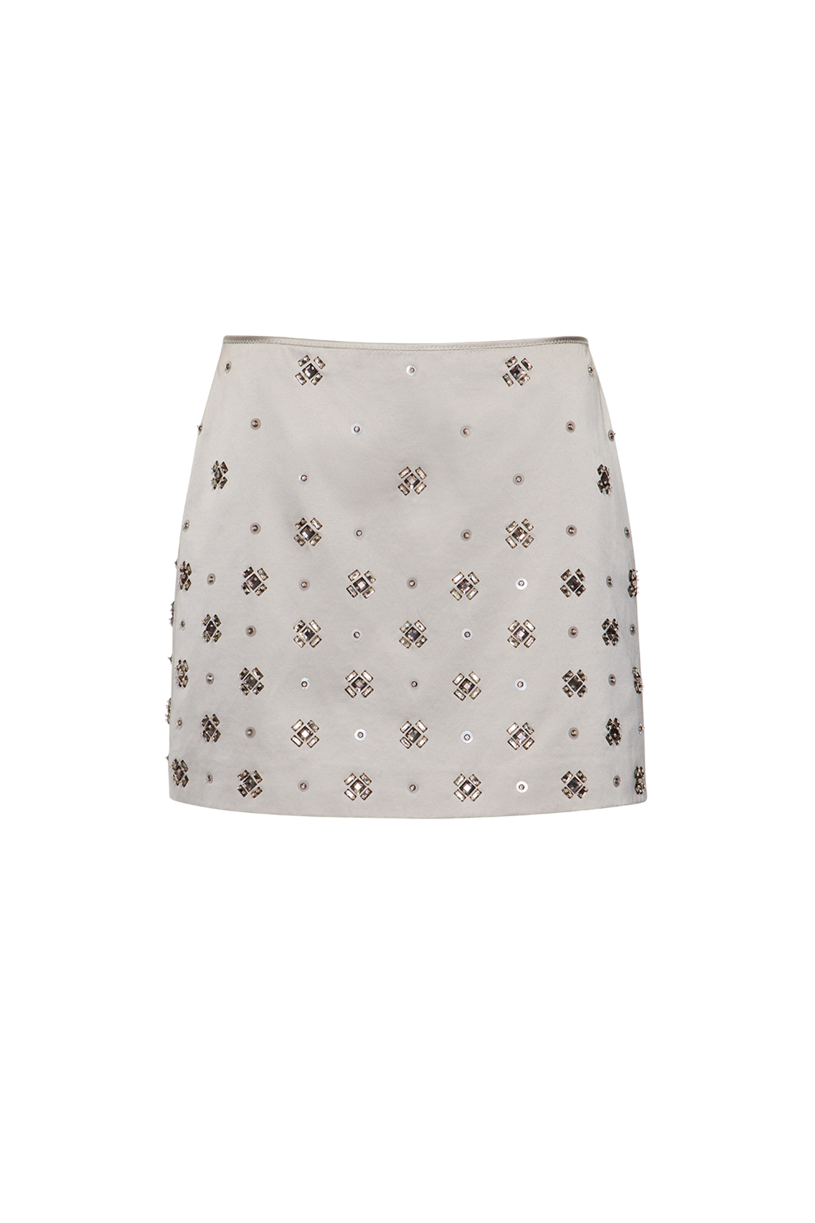 Veronica Beard - Olenna Silver Embellished Satin Mini Skirt - view 6