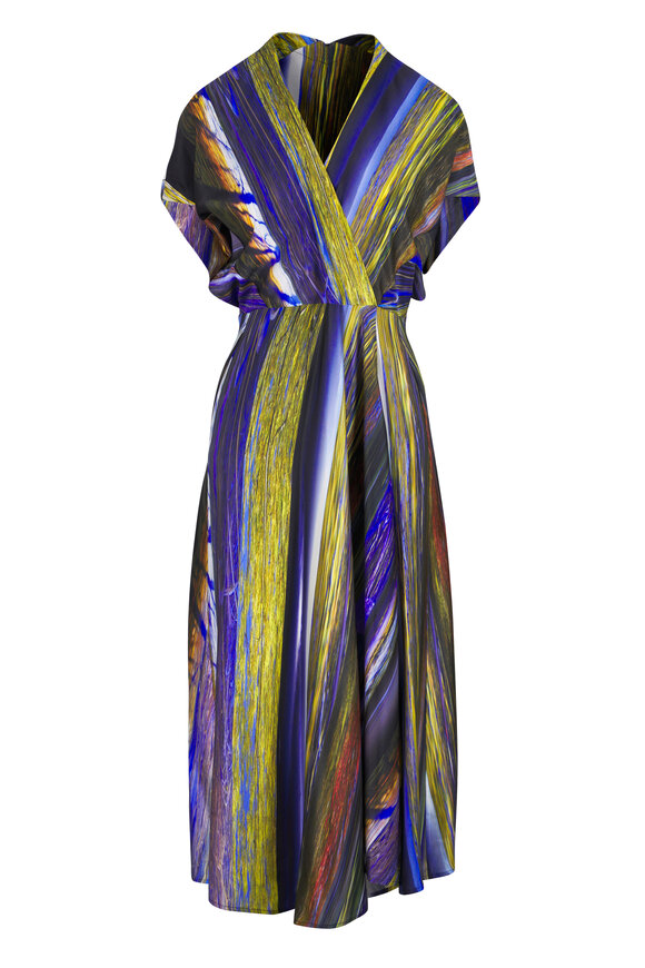 Zero + Maria Cornejo Long Aki Multi Silk Foliage Print Wave Dress - view 1