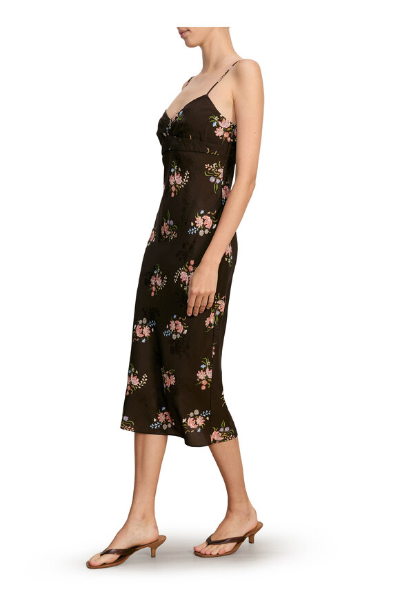 Veronica Beard Shara Brown Multicolor Floral Slip Dress - view 4