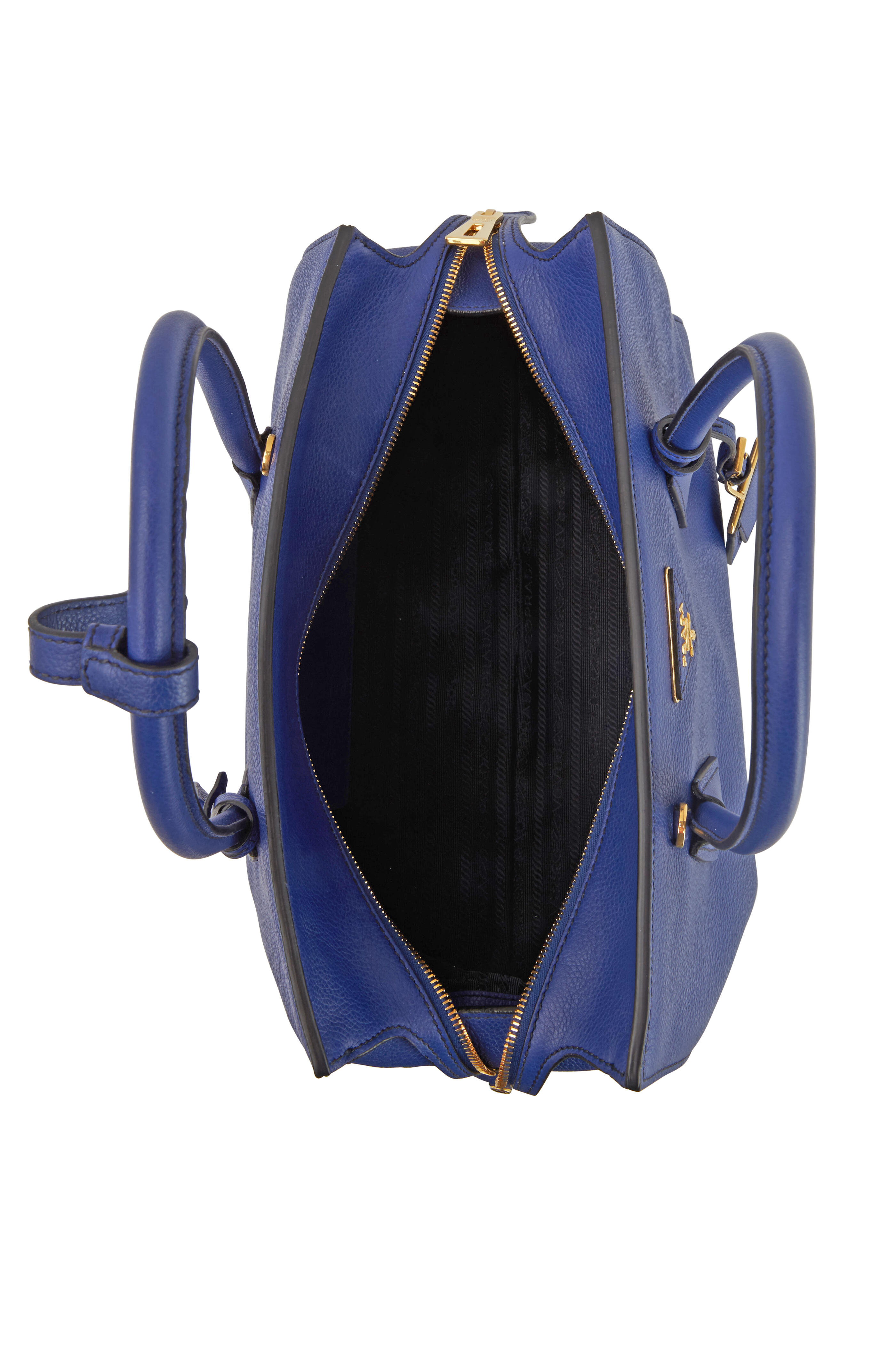 Prada - Vitello Dark Blue Grain Leather Satchel Bag