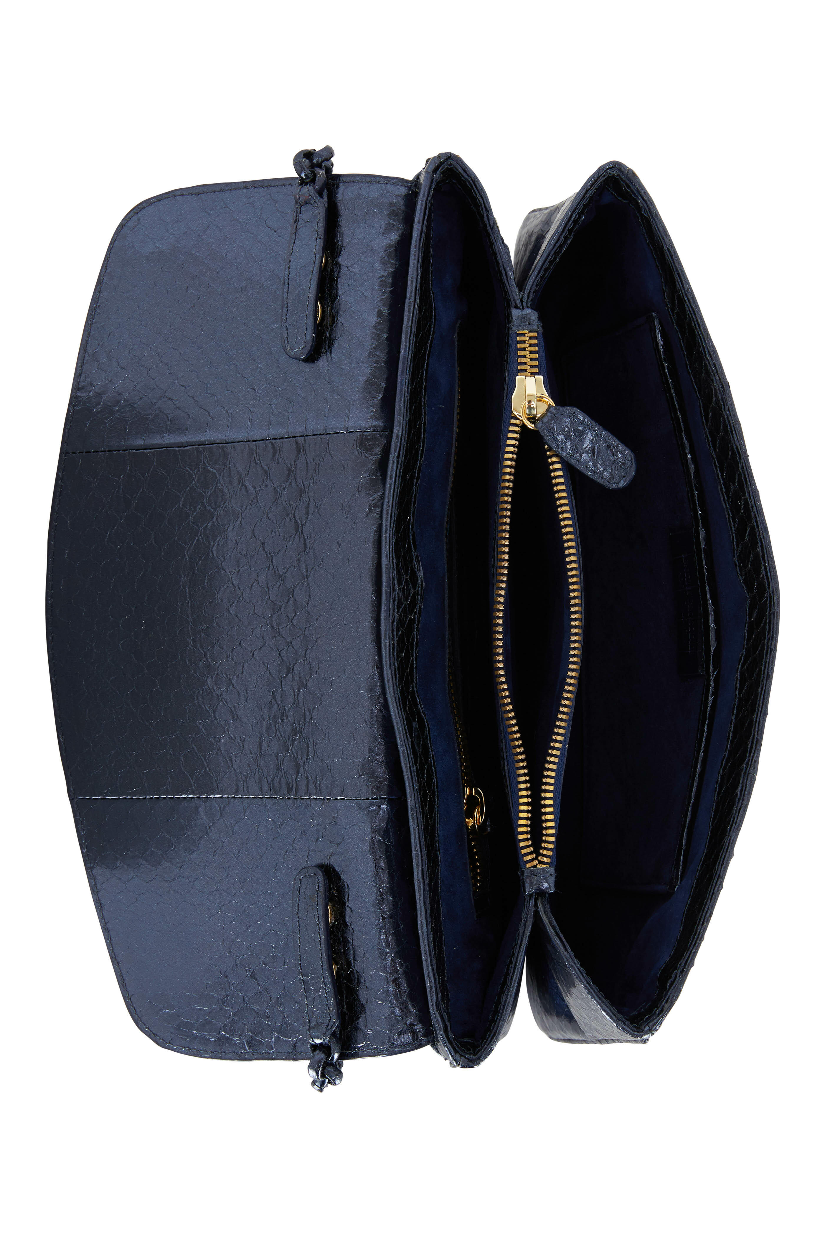 Nancy Gonzalez - Tracy Metallic Navy Blue Snakeskin Clutch