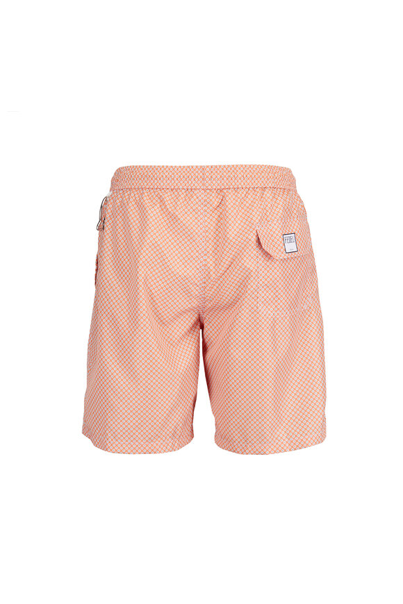 Fedeli Orange Positano Airstop Stampato Swim Trunks - view 2