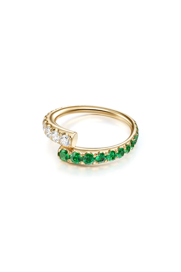Melissa Kaye 18k Yellow Gold Diamond & Tsavorite Lola Ring