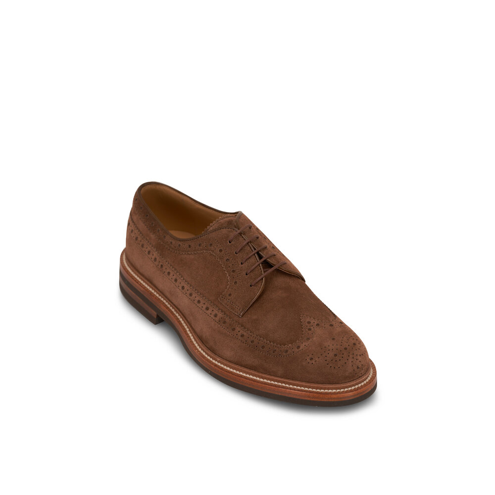 Brunello Cucinelli NWB Wingtip Derby Dress Shoes Size 42 9 US In Brown Suede Brunello Cucinelli NWB Suede Derby Shoes Size 42 / 9 US in  main image 2