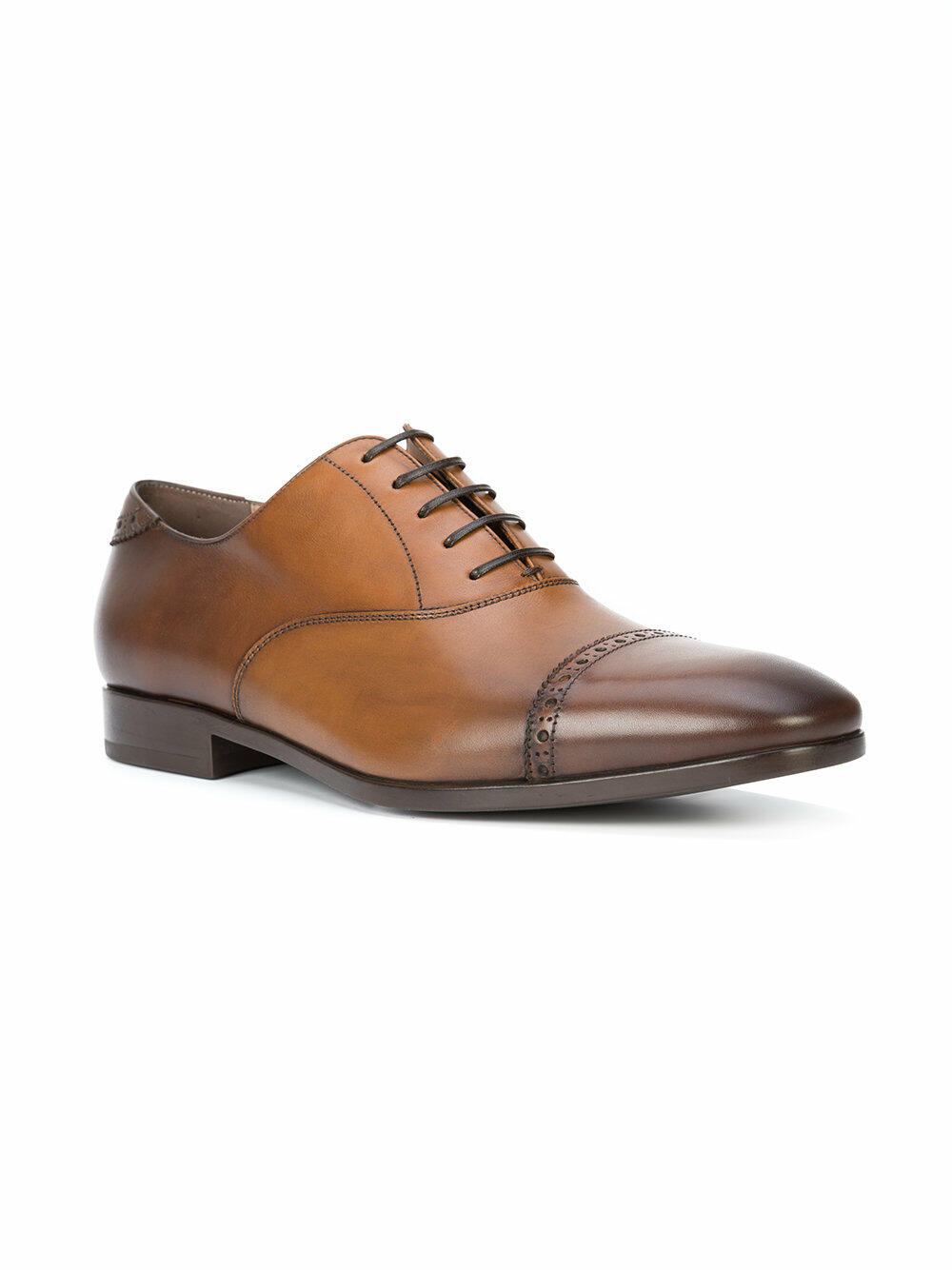 Ferragamo - Boston Ambre Burnished Leather Cap-Toe Oxford
