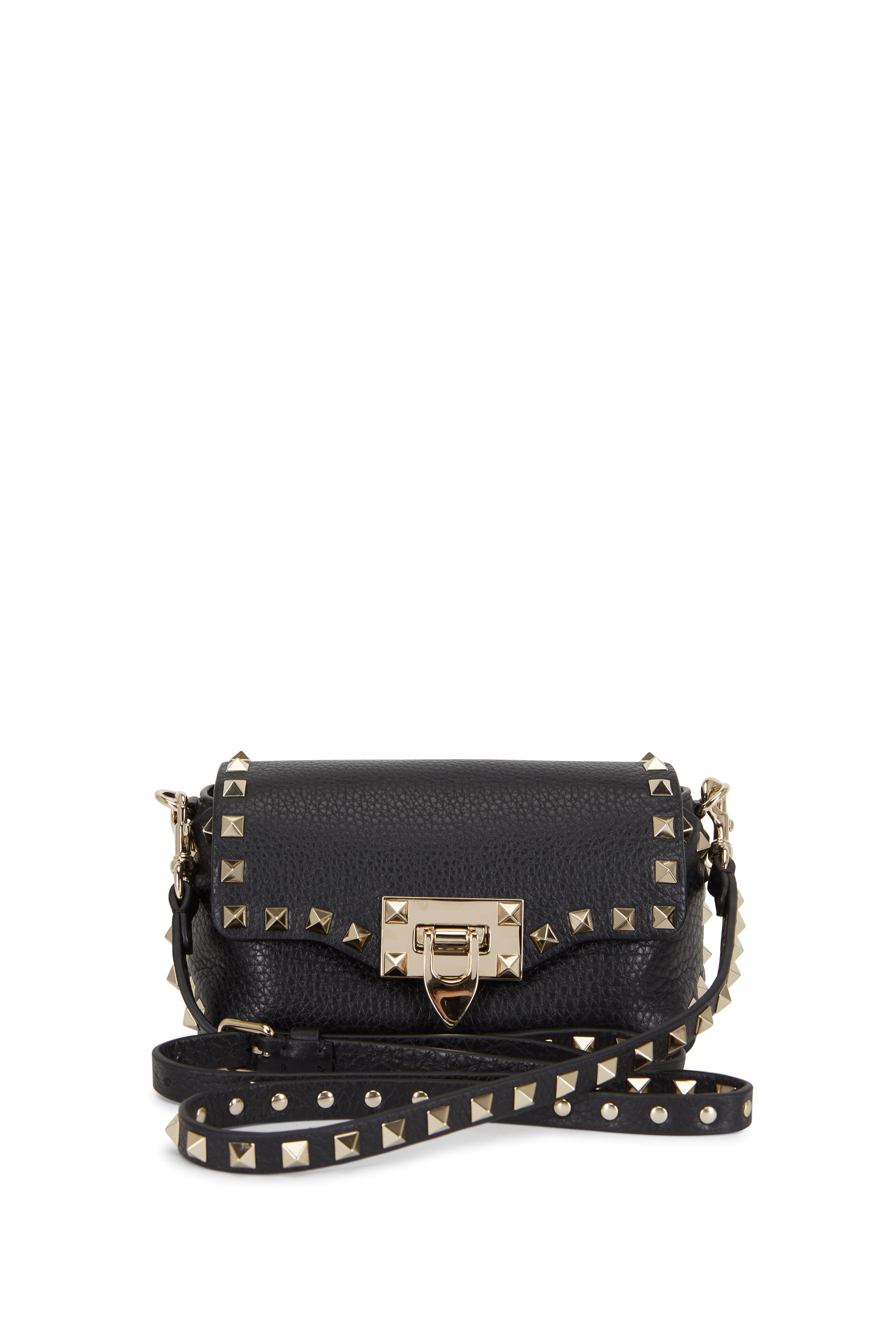 Rockstud Small Leather Crossbody Bag in Black - Valentino Garavani