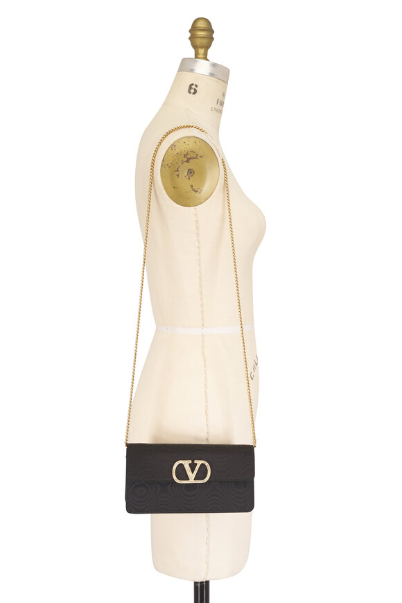 Valentino Garavani VLogo Signature Crystal Nero Chain Wallet - view 6
