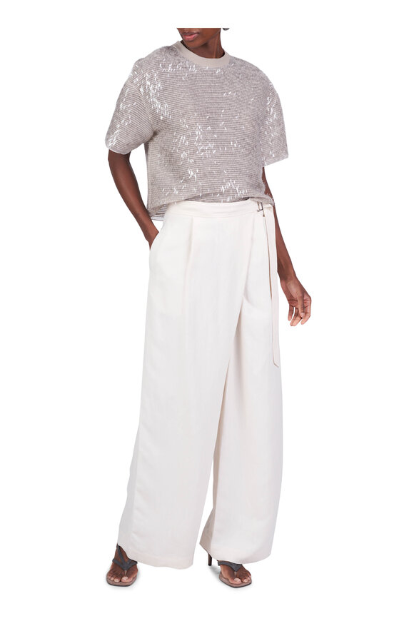 Brunello Cucinelli Crispy Chiffon Mini Paillette Embroidered T-Shirt - view 2