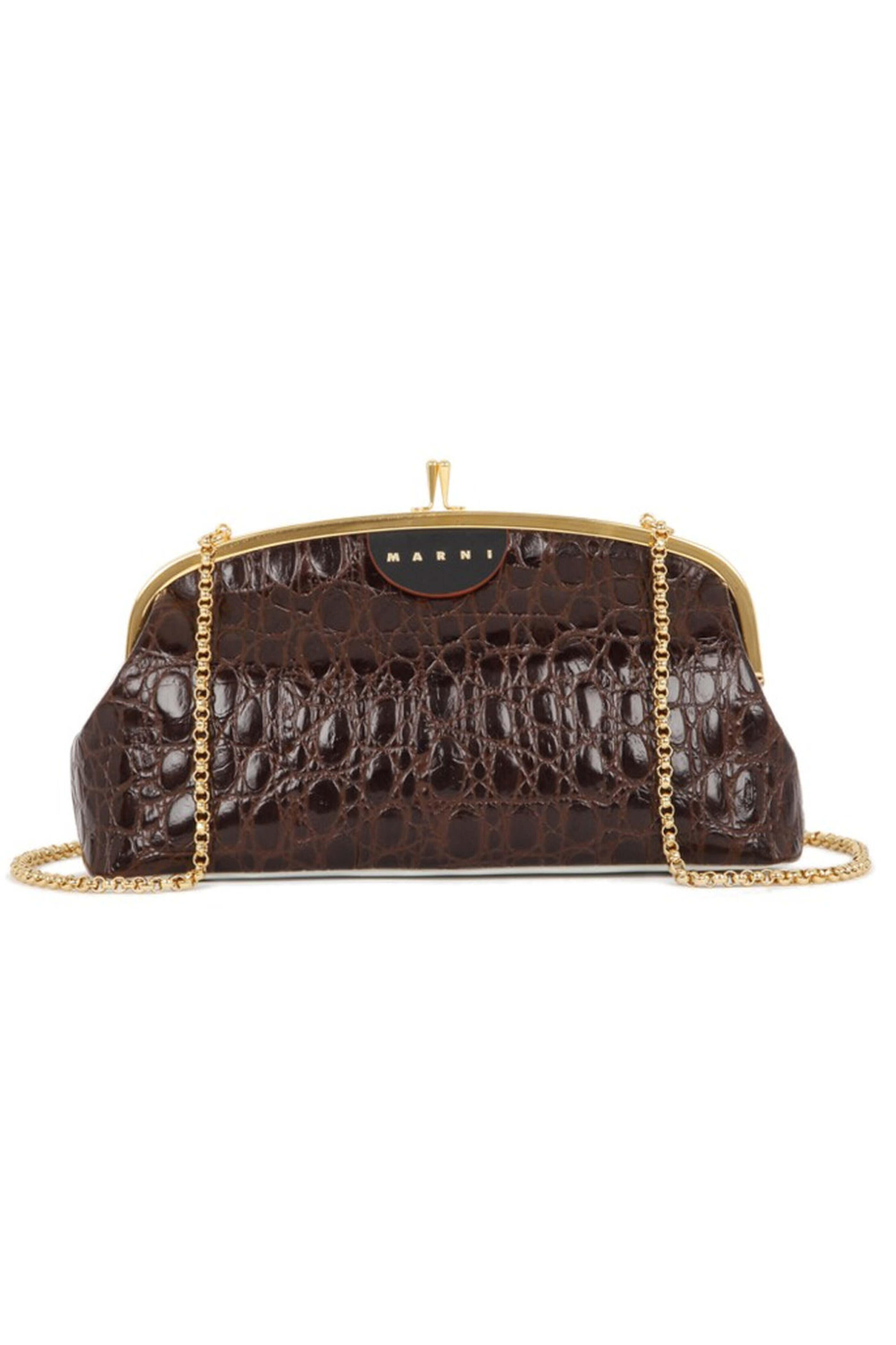 Marni - Brown Croc Embossed Small Cindy Crossbody