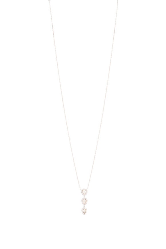 Kai Linz 14k White Gold 3 Diamond Drop Necklace