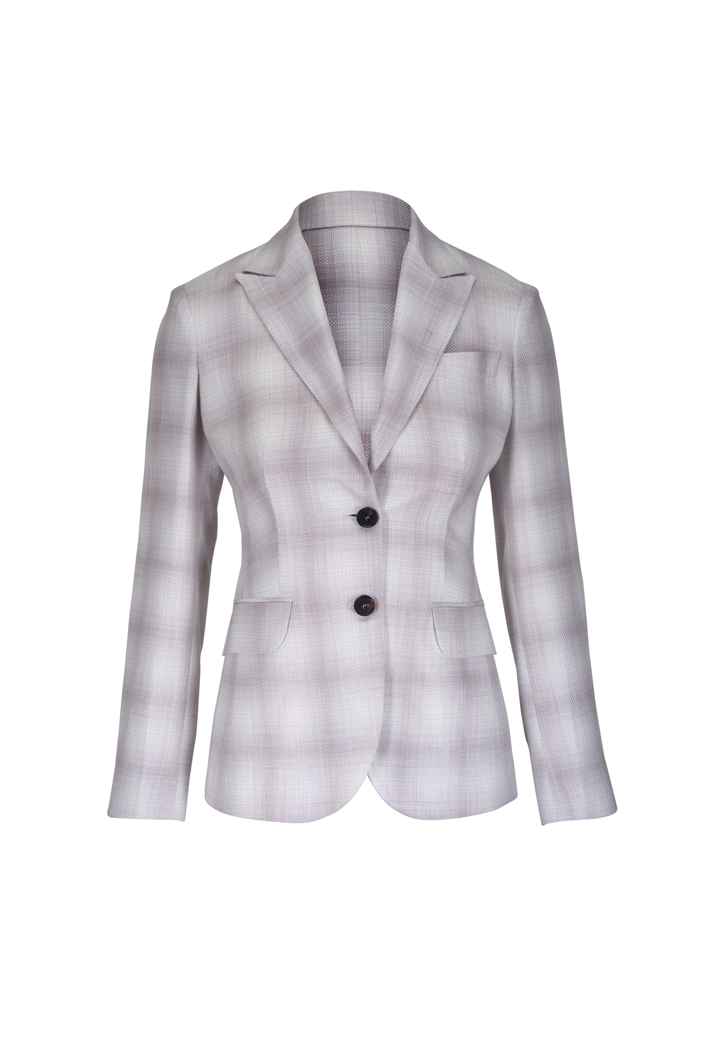 Kiton - Beige Shadow Plaid Jacket