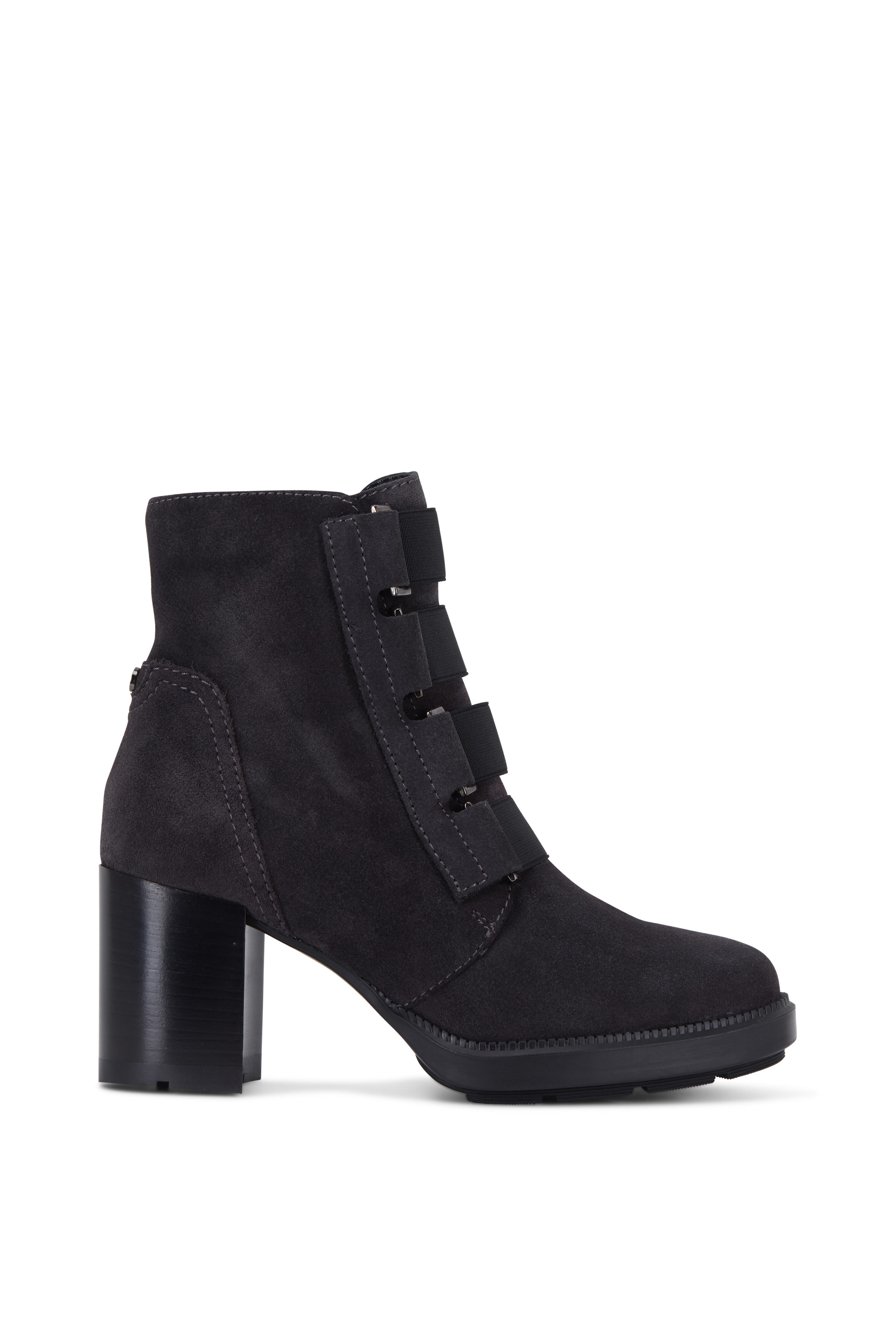 Aquatalia Ilanna Gray Suede Weatherproof Ankle Boot, 70mm