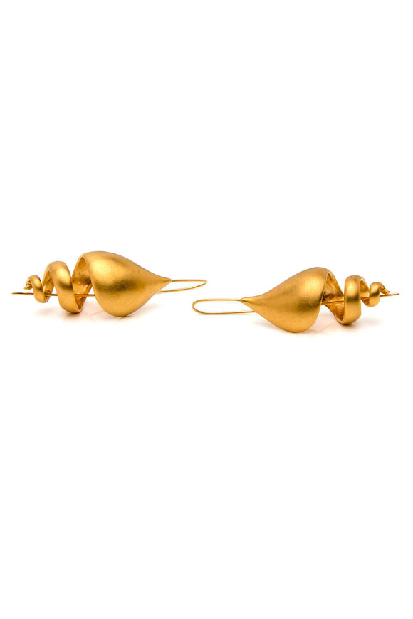 Ted Muehling Yellow Gold Turret Earrings - view 2