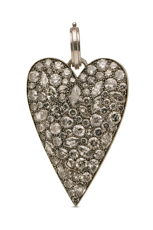 Sylva & Cie White Gold Old European Cut Diamond Heart Pendant - view 1