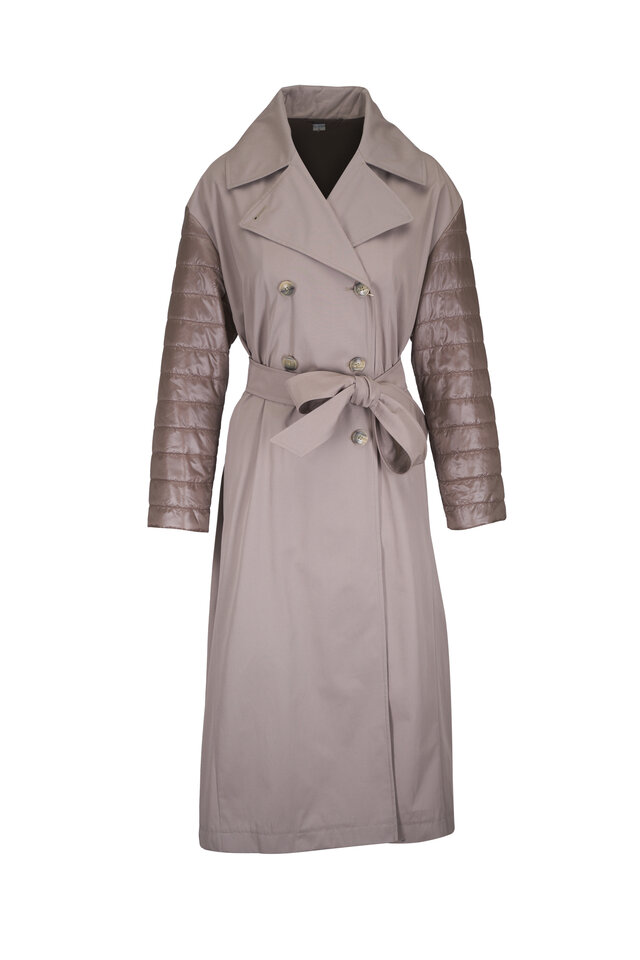 コート HERNO Coat with down sleeves Herno - Taupe Short Sleeves Puffer Jacket | Mitchell Stores