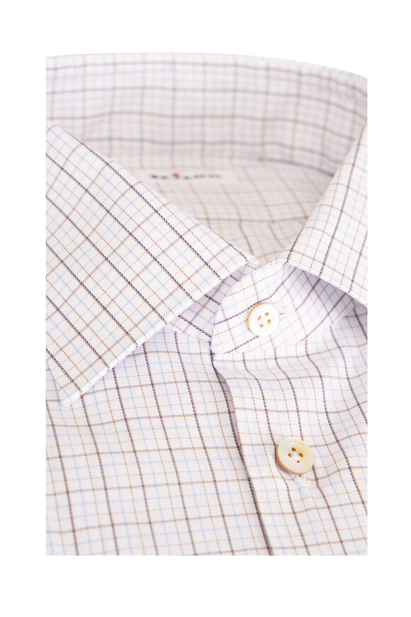 Kiton Brown Check Cotton Dress Shirt - view 3