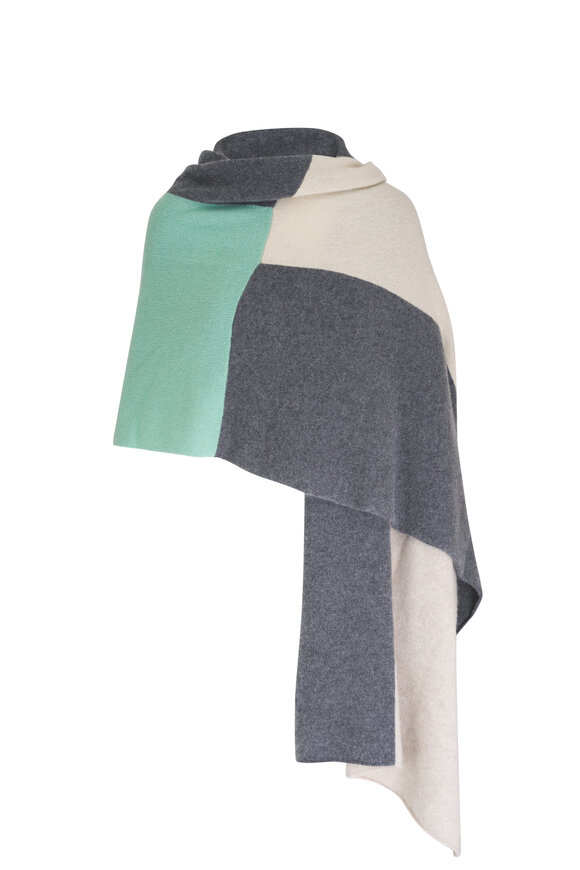 The Elder Statesman White Multi Heavy Weight Cashmere Shawl