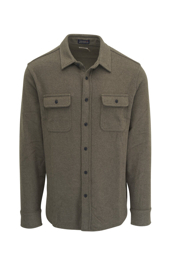 Faherty Brand - Legend™ Olive Melange Twill Sweater Shirt